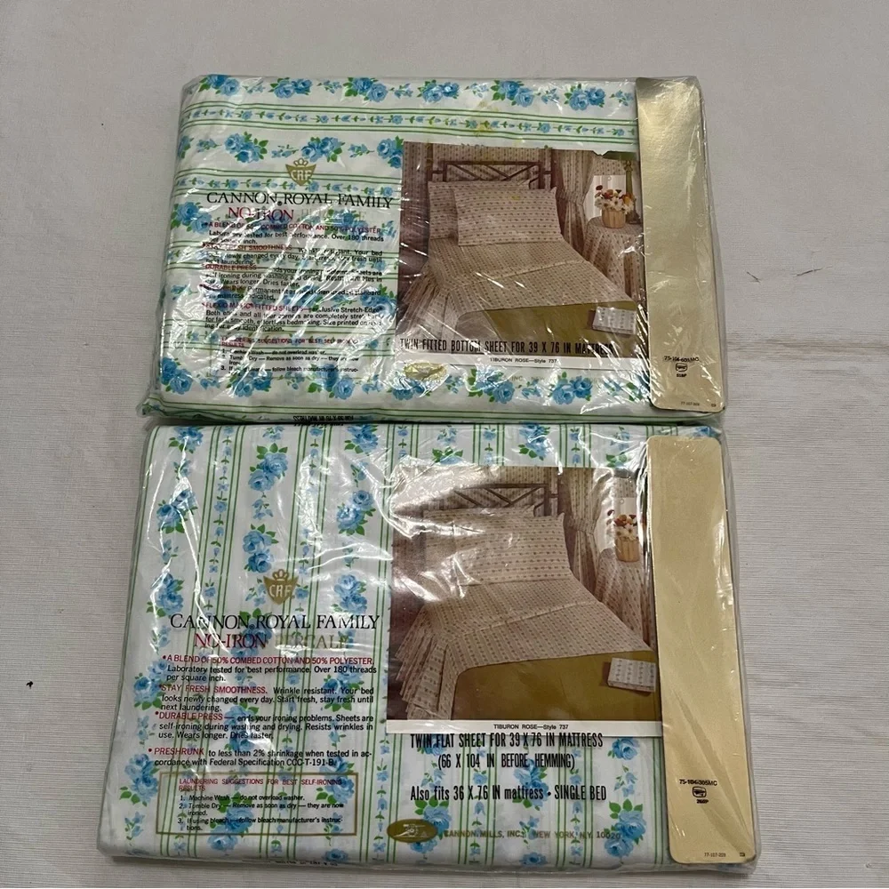 Vintage Cannon Royal Family Twin Bed Sheets Set